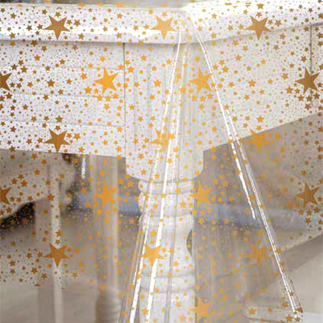 Weihnachtliche Tischfolie transparent - Sternenhimmel Gold