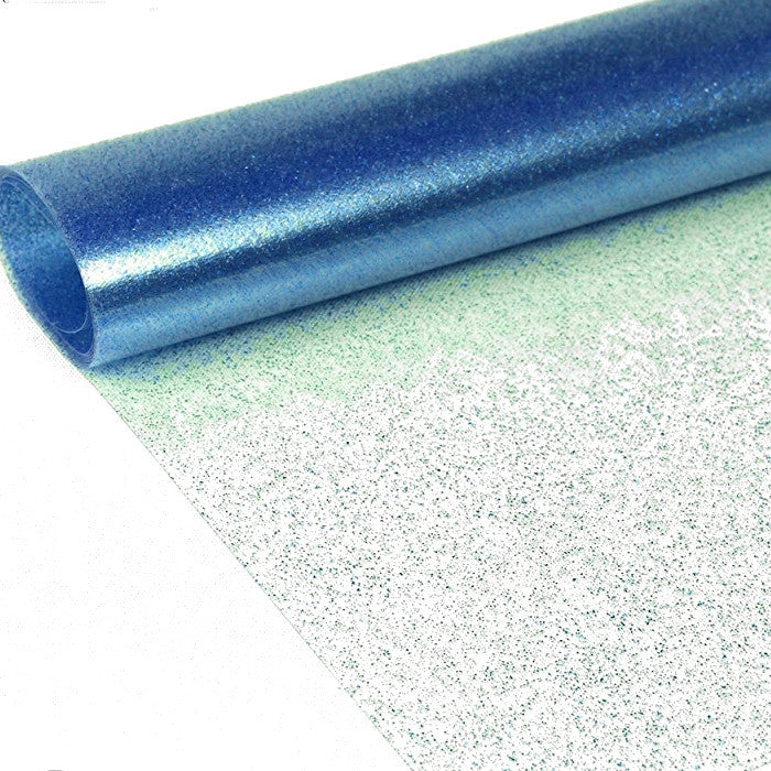Tischfolie transparent mit blauem Glitzer