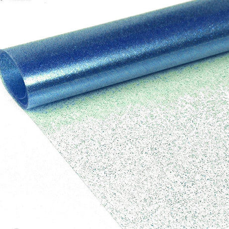 Tischfolie transparent mit blauem Glitzer