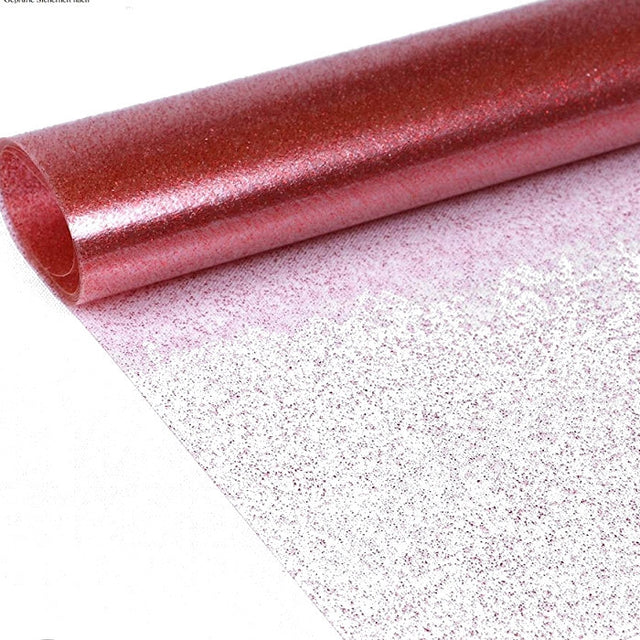Tischfolie transparent mit rotem Glitzer