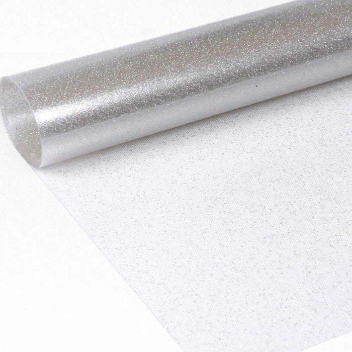 Tischfolie transparent mit Silberglitter