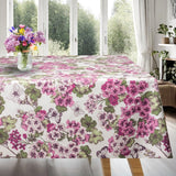 Geranium - Abwaschbare Tischdecke mit schönen rosa Blüten, 155 cm breit
