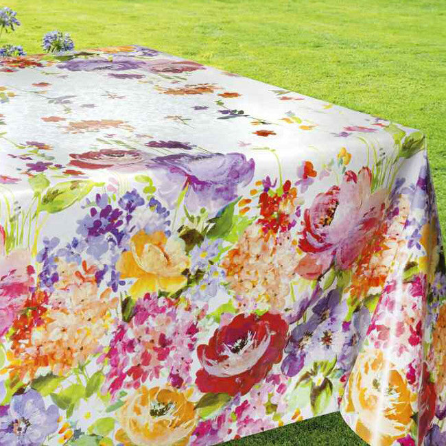 Giardino Fiorito, Wachstuch Tischdecke mit Gartenblumen