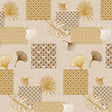 Ginkgo Gold – Beige Wachstuch Tischdecke mit Blättern und Mustern