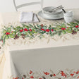 Gloria - Abwaschbare Weihnachtstischdecke mit schönen Zapfen, Beeren, Tannenzweigen