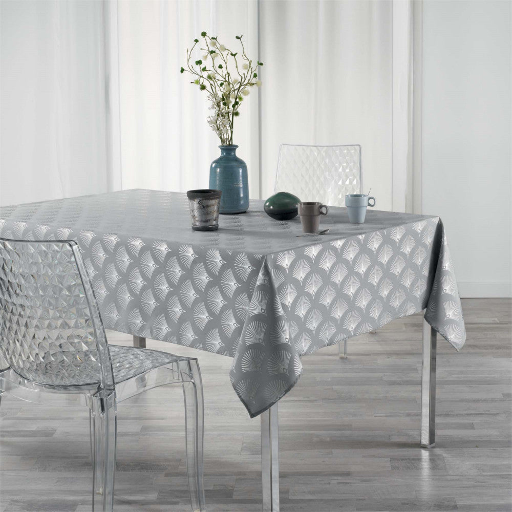 Goldy Metallic Print - Grau/Silber - Tischdecke mit Fleckschutz - 150 x 300 cm