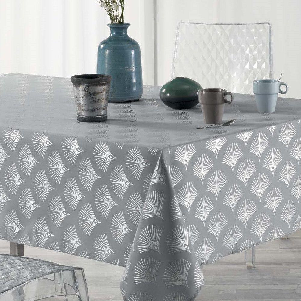 Goldy Metallic Print - Grau/Silber - Tischdecke mit Fleckschutz - 150 x 300 cm