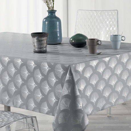 Goldy Metallic Print - Grau/Silber - Tischdecke mit Fleckschutz - 150 x 300 cm