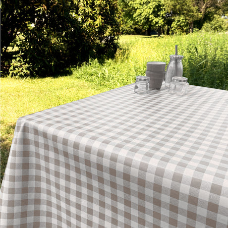 Wachstuch Tischdecke mit klassischem Karomuster 1,5 x 1,5 cm - 140 cm breit - Grau