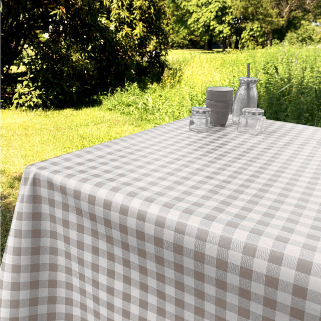 Wachstuch Tischdecke mit klassischem Karomuster 1,5 x 1,5 cm - 140 cm breit - Grau