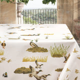 Stockenten im Moor – Wachstuch Tischdecke mit Naturmotiv im Jagdstil, Ecke