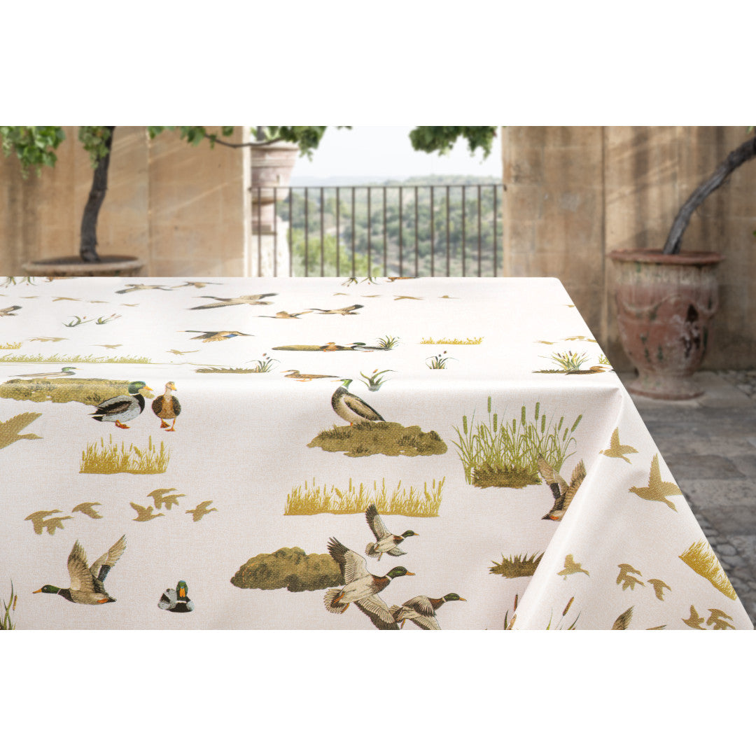 Stockenten im Moor – Wachstuch Tischdecke mit Naturmotiv im Jagdstil, Ambiente