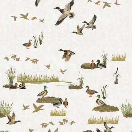 Stockenten im Moor – Wachstuch Tischdecke mit Naturmotiv im Jagdstil