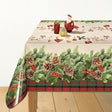 Tannenzweige und Zapfen - helle Wachstuch Tischdecke für Weihnachten mit schöner Stoffoptik
