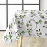Gravity – Ruhige Wachstuch Tischdecke mit Orchideen und Steinen
