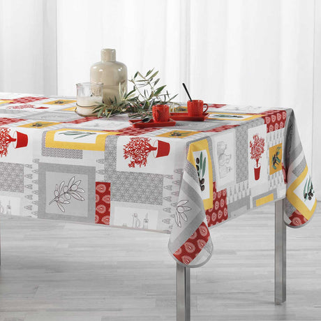 Graziella Gelb/Ziegelrot, Tischdecke mit Fleckschutz, 150 x 240 cm