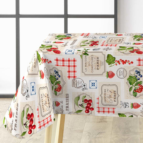 Griotte – nostalgische französische Wachstuch Tischdecke mit Fruchtmotiv, Ecke