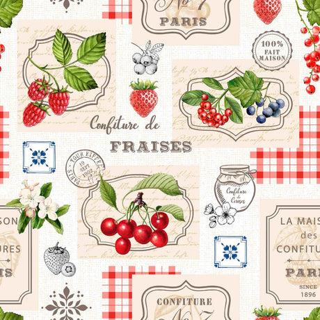 Griotte – nostalgische französische Wachstuch Tischdecke mit Fruchtmotiv, Muster