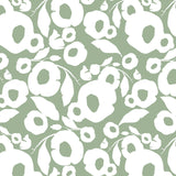 Growing Up Sage - 160 cm breite Wachstuch Tischdecke mit abstraktem Blumenmotiv