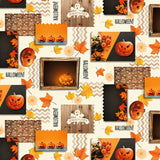 Halloween, Wachstuch Tischdecke mit Gespenstern, Spinnweben und Kürbisköpfen