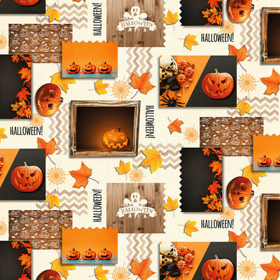 Halloween, Wachstuch Tischdecke mit Gespenstern, Spinnweben und Kürbisköpfen