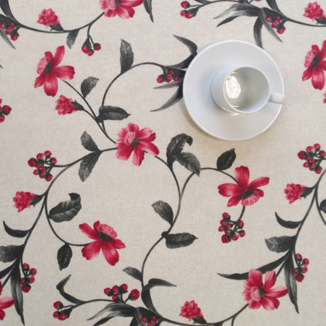 Hals Natur, abwaschbare Tischdecke mit Blumen, 140 cm breit