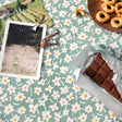 Happy Days Mintwood - 160 cm breite graue Wachstuch Tischdecke mit Blumen, Details