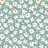 Happy Days Mintwood - 160 cm breite graue Wachstuch Tischdecke mit Blumen