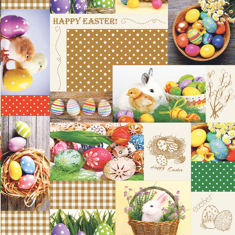 Happy Easter – Wachstuch Tischdecke für Ostern mit allem Drum und Dran