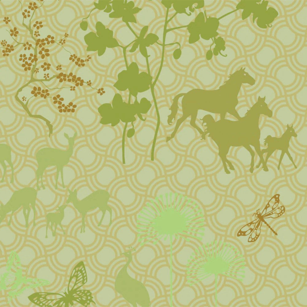 Happy Horses Grün - Notes by Susanne Schjerning - abwaschbare Tischdecke mit rutschfester Unterseite
