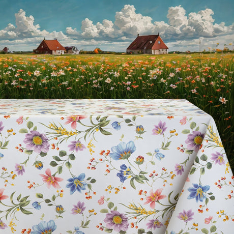 Havens Flor - Wachstuch Tischdecke mit aufgeblühten Blumen in vielen Farben