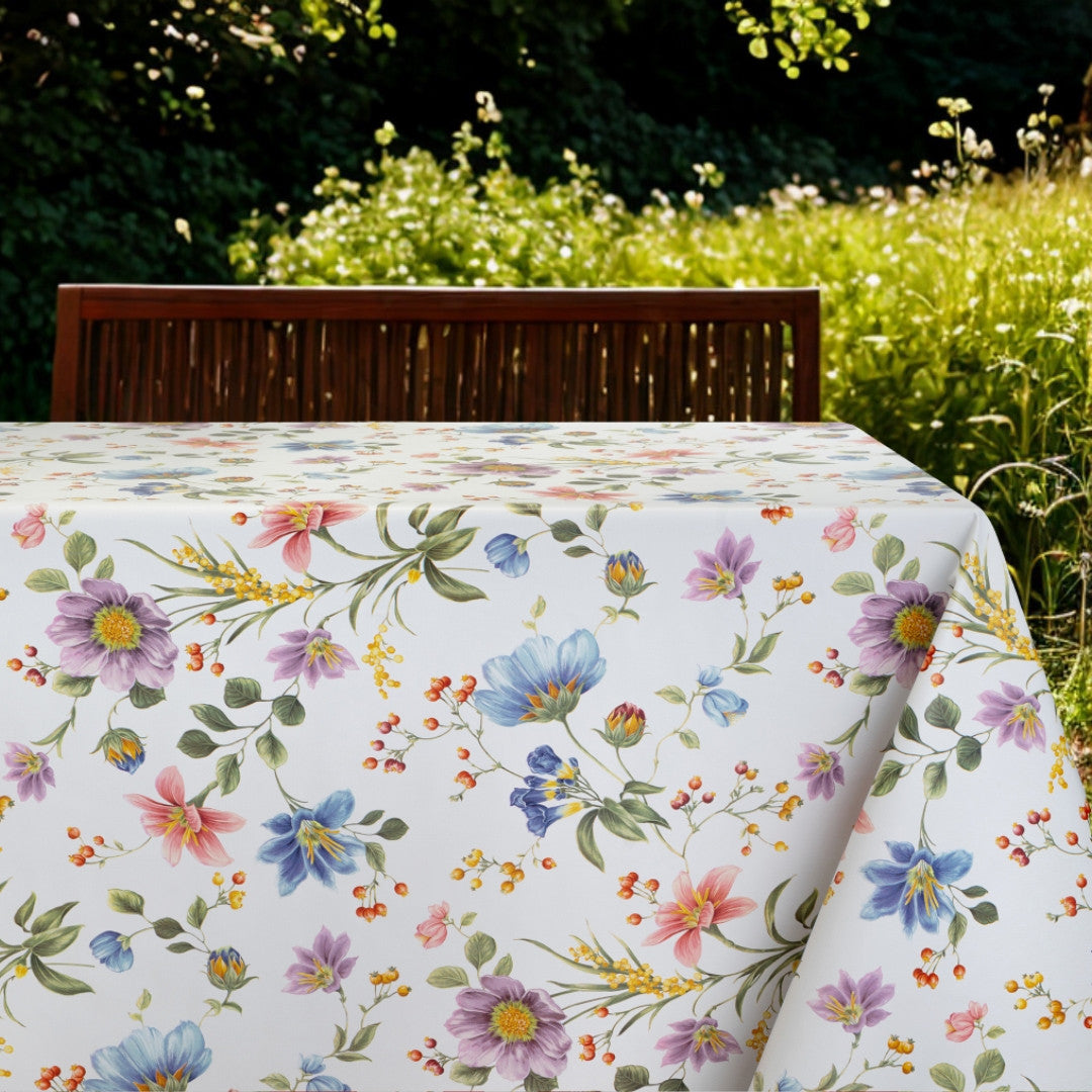 Havens Flor - Wachstuch Tischdecke mit aufgeblühten Blumen in vielen Farben