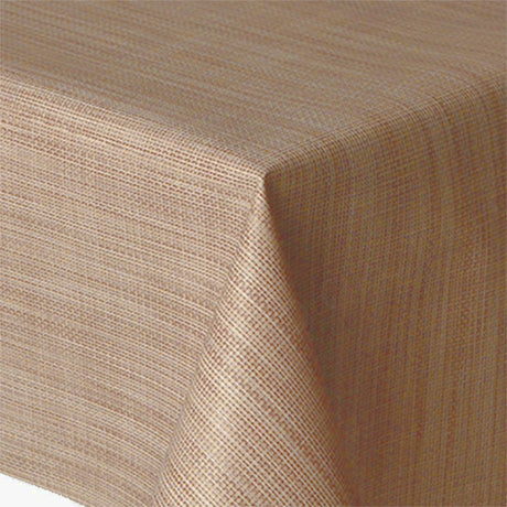 Juteoptik, einfarbige Retro Wachstuch Tischdecke im 70er-Stil, 140 cm breit – Beige