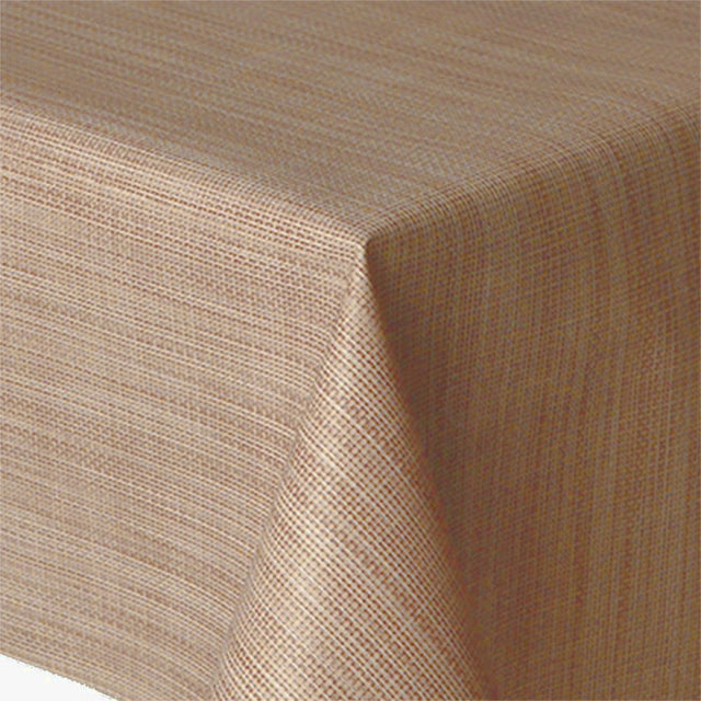 Juteoptik, einfarbige Retro Wachstuch Tischdecke im 70er-Stil, 140 cm breit – Beige