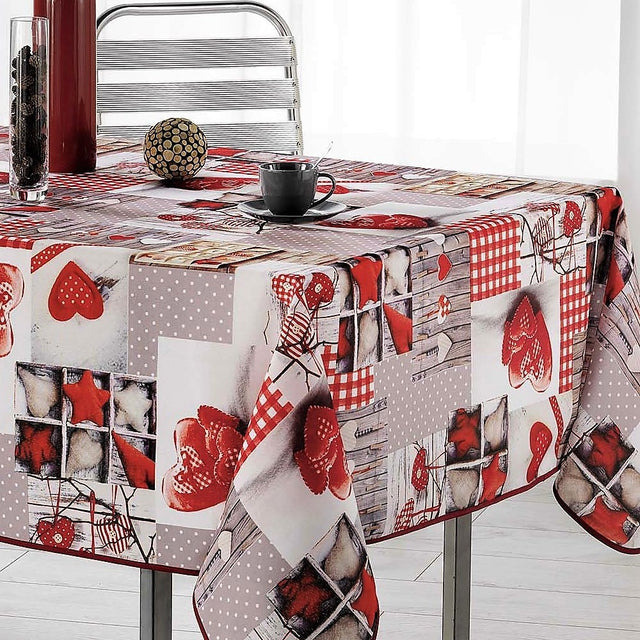 Atout Coeur Hjerter trumf – fleckabweisende Weihnachtstischdecke, 150 x 240 cm