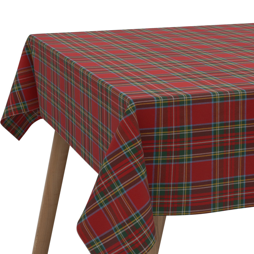 Abwaschbare Weihnachtstischdecke Tartan Rot – klassisch mit schottischen Wurzeln, Ecke