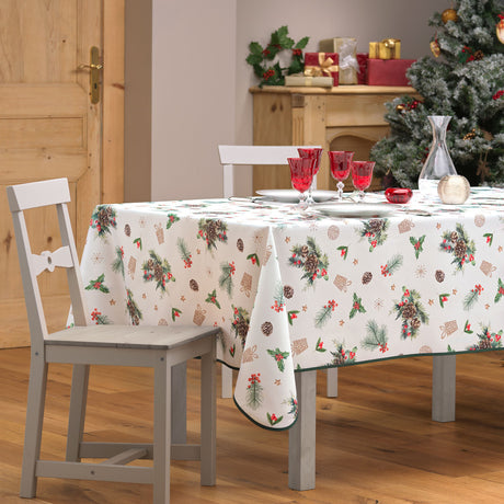 Hollystar 150 x 240 cm, rechteckige Weihnachtstischdecke mit Fleckschutz, Ambienteaufnahme