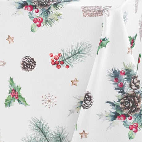 Hollystar 150 x 300 cm, rechteckige Weihnachtstischdecke mit Fleckschutz, Nahaufnahme