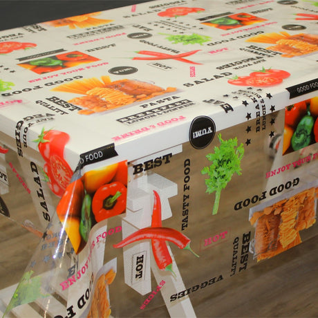 HOT - Tischfolie transparent mit Lebensmitteln in frischen Farben