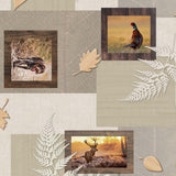 Hunting Mind Naturel - Wachstuch Tischdecke mit Rotwild und Jagdmotiven