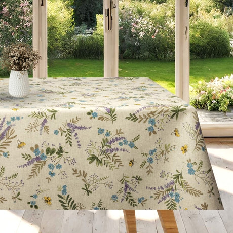 Il Giardino Vivace - Abwaschbare Tischdecke mit summenden Bienen und Blumen