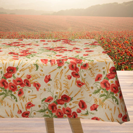Il Mazzo del Campo – Abwaschbare Tischdecke in Leinenoptik mit Feldblumen