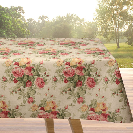 Il Splendore della Peonia - Abwaschbare Tischdecke in Leinenoptik mit Pfingstrosen