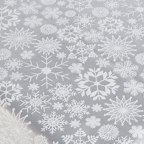 Wachstuch Tischdecke mit Spitze – Weihnachtliche Spitzentischdecke mit schönen Eiskristallen