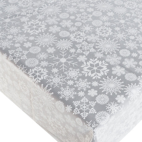 Wachstuch Tischdecke mit Spitze – weihnachtliche Spitzentischdecke mit schönen Eiskristallen