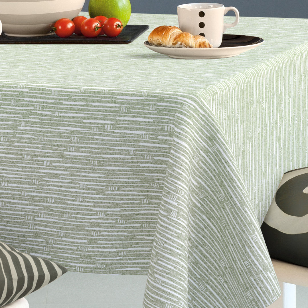 Japoni Green Tea – Wachstuch Tischdecke mit Japandi-inspiriertem Design, Ecke