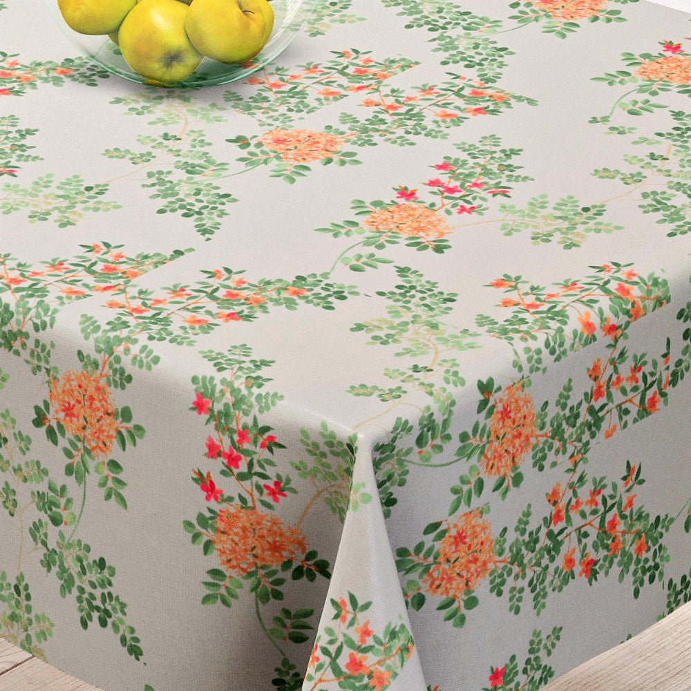 Jasmin Gelb – Schöne Leinen Tischdecke mit Blumen – 100% Leinen