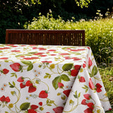 Erdbeerstimmung - Schöne Wachstuch Tischdecke mit roten und grünen Erdbeeren, Sommerstimmung