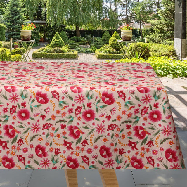 Judy Pink - Abwaschbare Tischdecke mit sommerlichen rosa Blumen