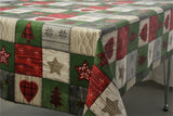 Abwaschbare Weihnachtstischdecke Scandy mit Weihnachtsmotiven in Quadraten – 155 cm breit